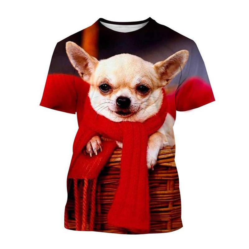 Summer Cute Pet Chihuahua 3D Printed T-shirt Men Women Animal Short Sleeve T-shirt Harajuku T-shirt
