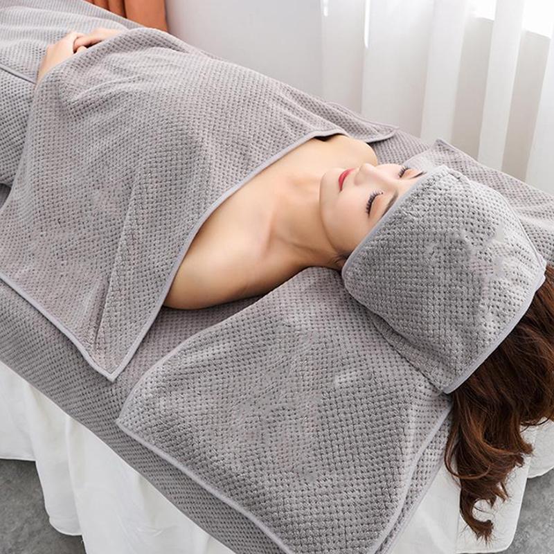 35*35Cm 40*80Cm Thickened Coral Velvet Beauty Spa Massage Face Towel With Hole Bed Bandana Massage Table Planking Cosmetic Towel