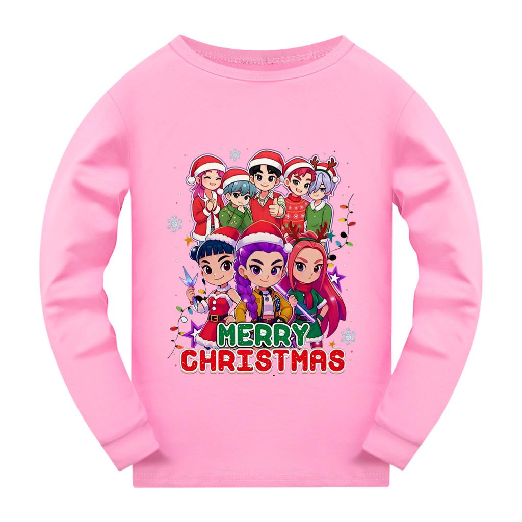 5099 Dětské Dívčí Vánoční Novoroční Rumi Zoey Mira Potisk Super Star Tričko s Dlouhým Rukávem