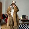 Color Block Striped Faux Fur Coat Long Warm Fashion Eco Jacket Women