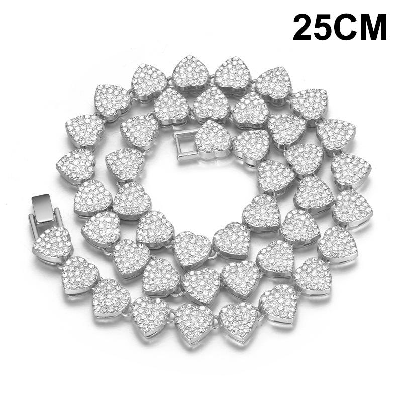 18-60Cm Hip Hop Heart Zircon Chain Bracelet Necklace Shiny   Rock Party Jewelry Gift