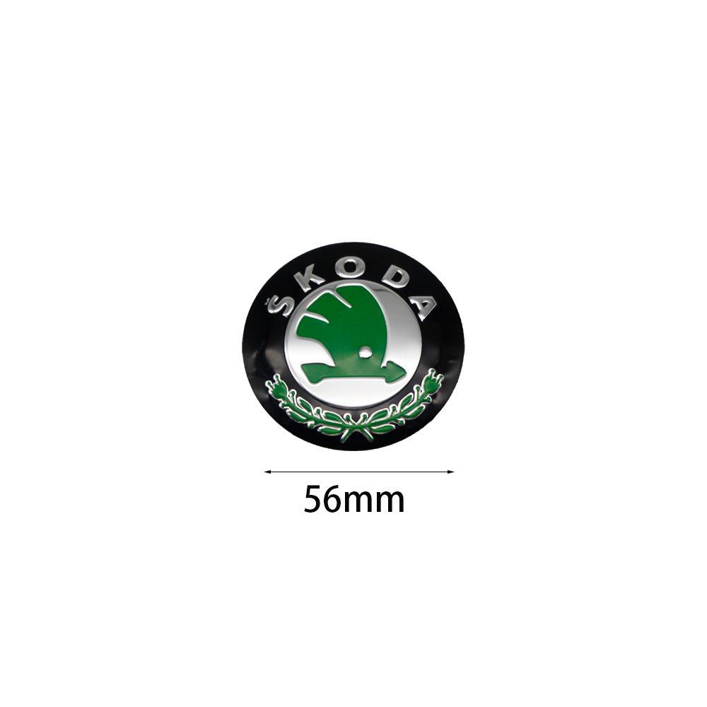 4 Pezzi 3D Per Skoda nero/verde 56mm Adesivo 60mm Emblema Auto Copri Mozzo Ruota Badge adesivi Decalcomanie Accessori Styling usbn43