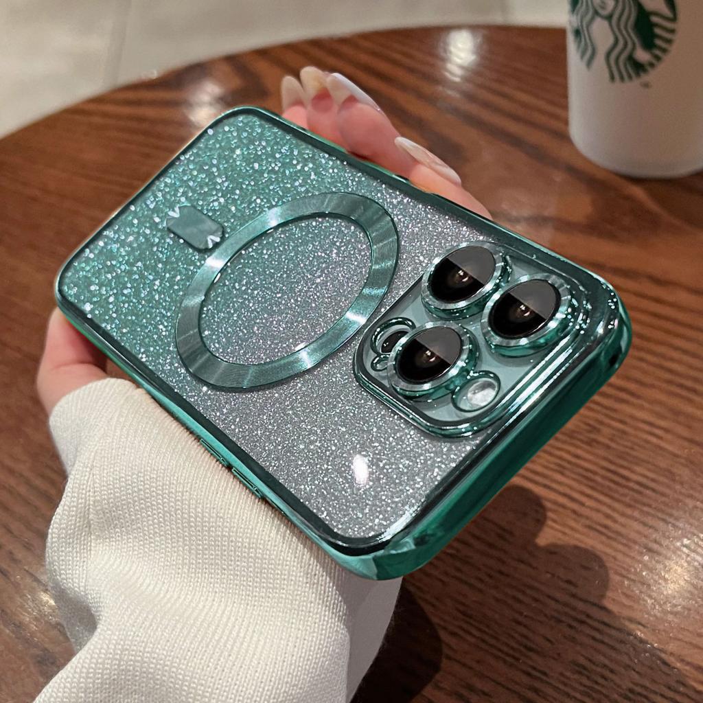 Luxury Plating Magnetic For Magsafe Silicone Case For iPhone 15 14 13 12 11 Pro Max Phone Cases Clear Wireless Charge Soft Cover