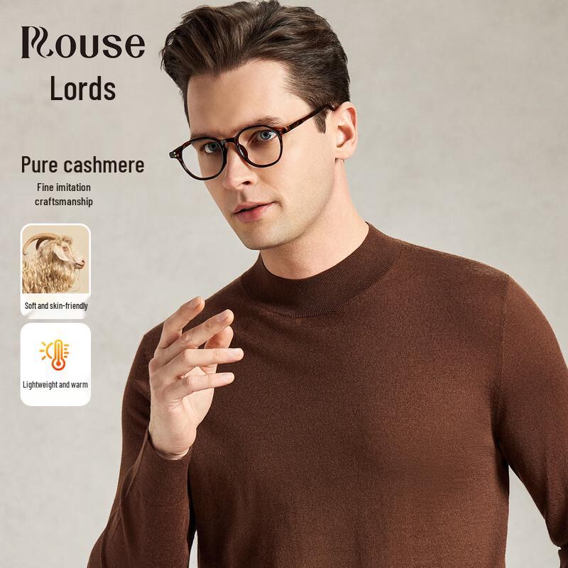 Luozi Men s Premium 100% Cashmere Half-Neck Pullover Sweater XL (52)