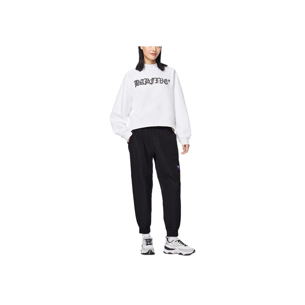 Li Ning Anti-Five Series Solid Color Logo Print Cuffed Sports Pants Women bottoms Black AKXS414-1