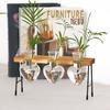 Heart Shape Glass Hydroponic Vase Flower Plant Pot Wooden Tray Desk Decoration