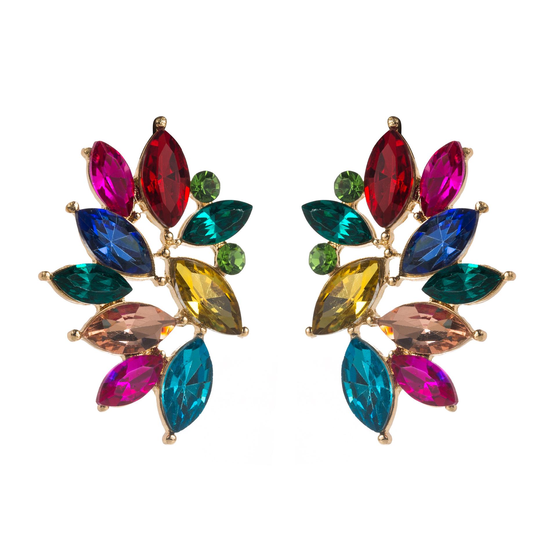

Retro European & American Geometric Alloy Flower Diamond Stud Earrings for Women