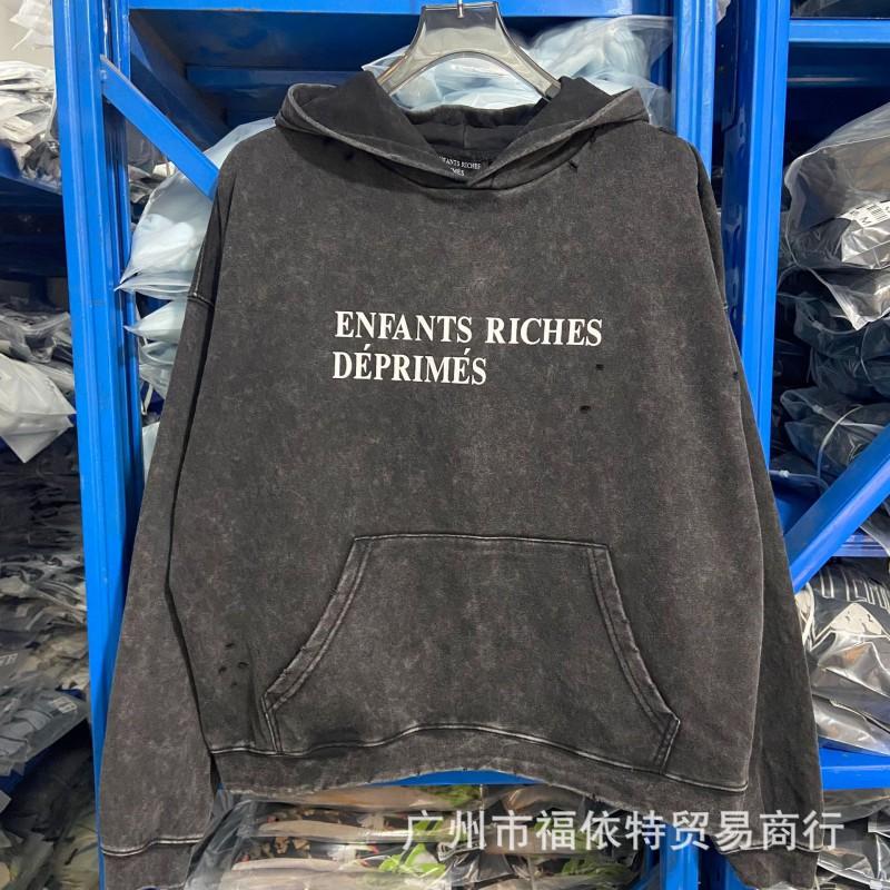 ERD Washed Oversized Hoodie Teens Casual Embroidered Sweatshirt Winter