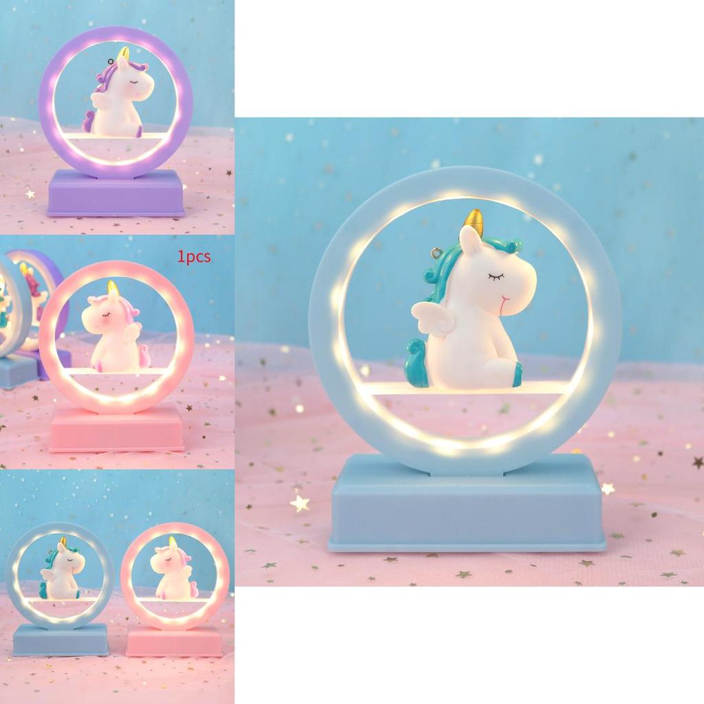 Cute Cartoon Unicorn Led Night Light Music Box Desktop Decor Ornament For Romantic Gift And Home Decor