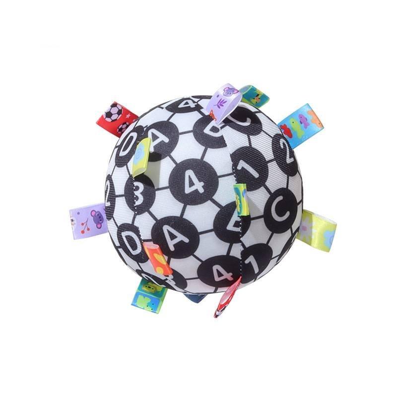 Aipinqi Soft Plush Baby Grasping Rattle Ball Black And White Sensory Early Education Toy Letter