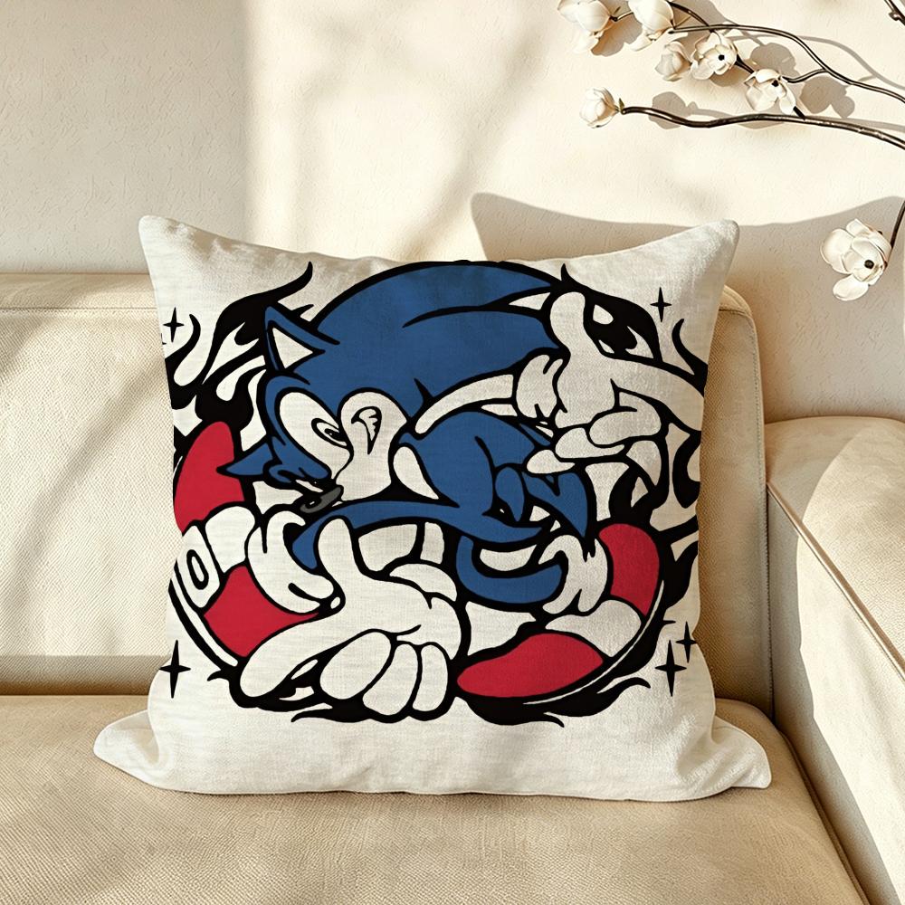 Character SSonic the HHedgehog Cushion Cover Pillow Case Antidustmite Pillowcase Silky Short Plush Sofa Cushion Cover Hot