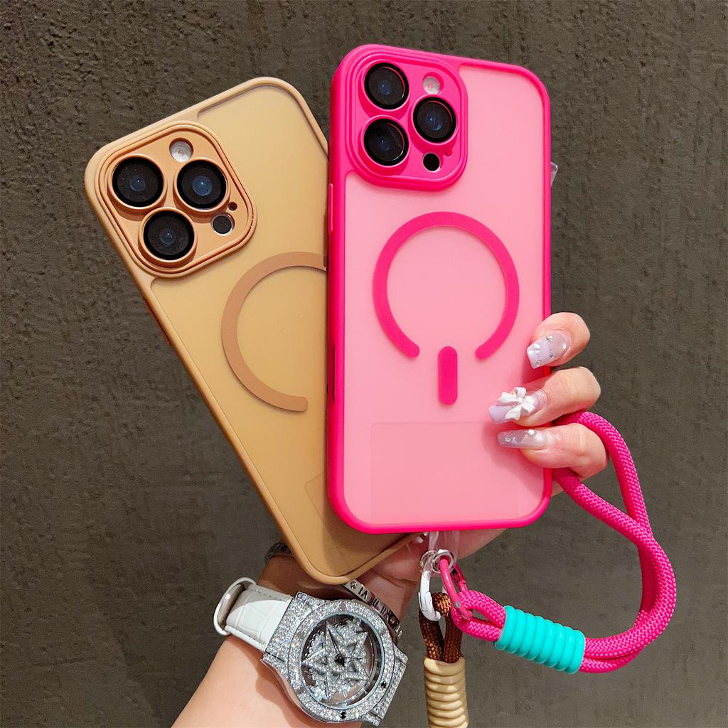 Funda Protectora Transparente Magsafe Antigolpes con Borde Mate Para Para Iphone 17 16 14 13 Mini 15 12 11 Pro Max Plus Correa de Muñeca Cubierta Magnética