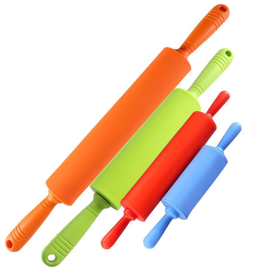 Silicone Rolling Pin Set: Large, Medium & Small with Wooden Handles, Silicone Mat, Dumpling Dough Tools & Hammer