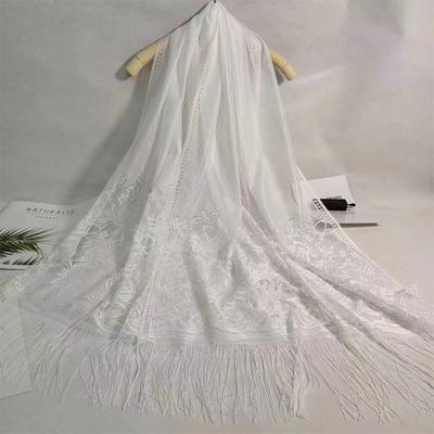 Nuovo ricamo pizzo sciarpa scialle floreale triangolare velo scialle per le donne festa sciarpa matrimonio poncho stole signore fascia avvolge