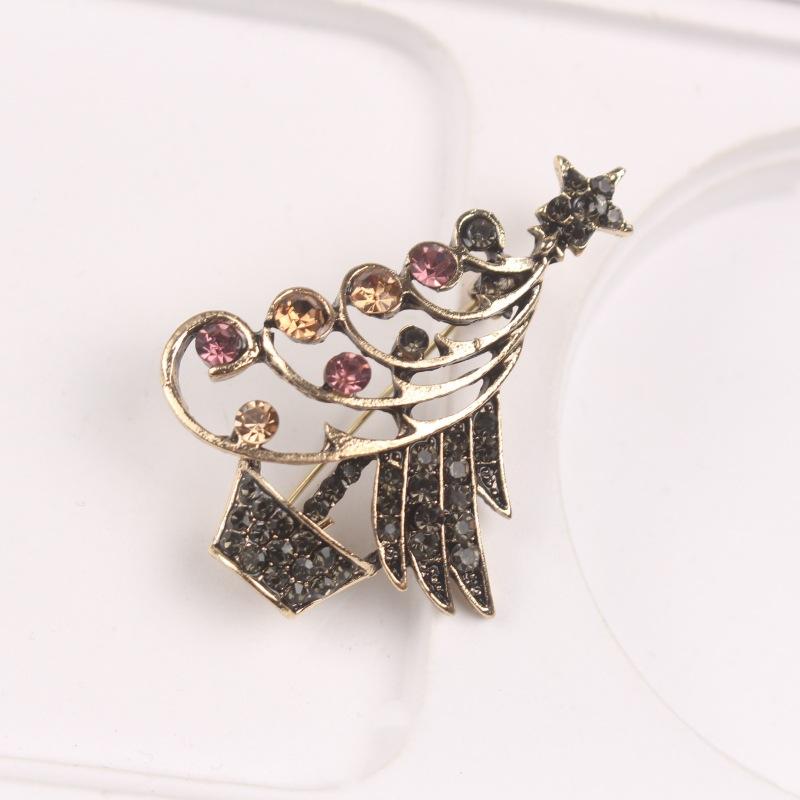 

Модная рождественская брошь из сплава с бриллиантами в виде рождественской елки