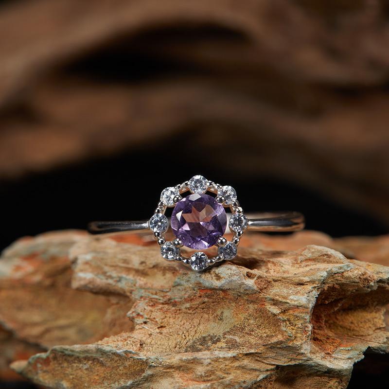 S925 Sterling Silver Natural Topaz Citrine Amethyst Olive Garnet Color Treasure Ring Women'S Jewelry Set Earrings