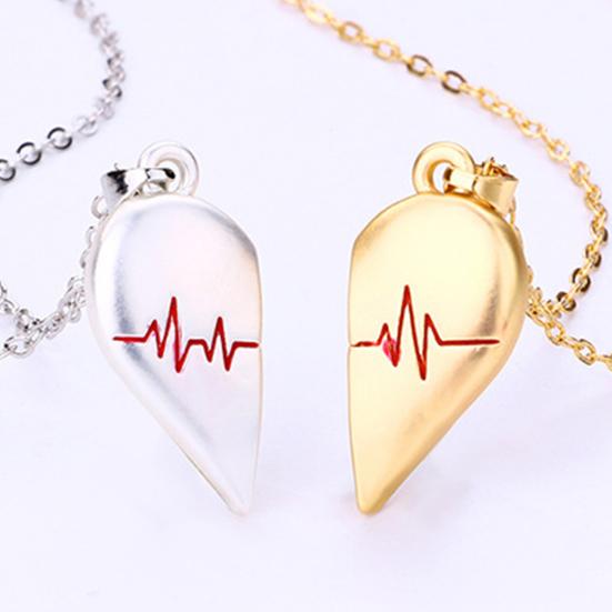 2 pezzi/set collane per coppie di moda donne eleganti gioielli ipoallergenici con battito cardiaco