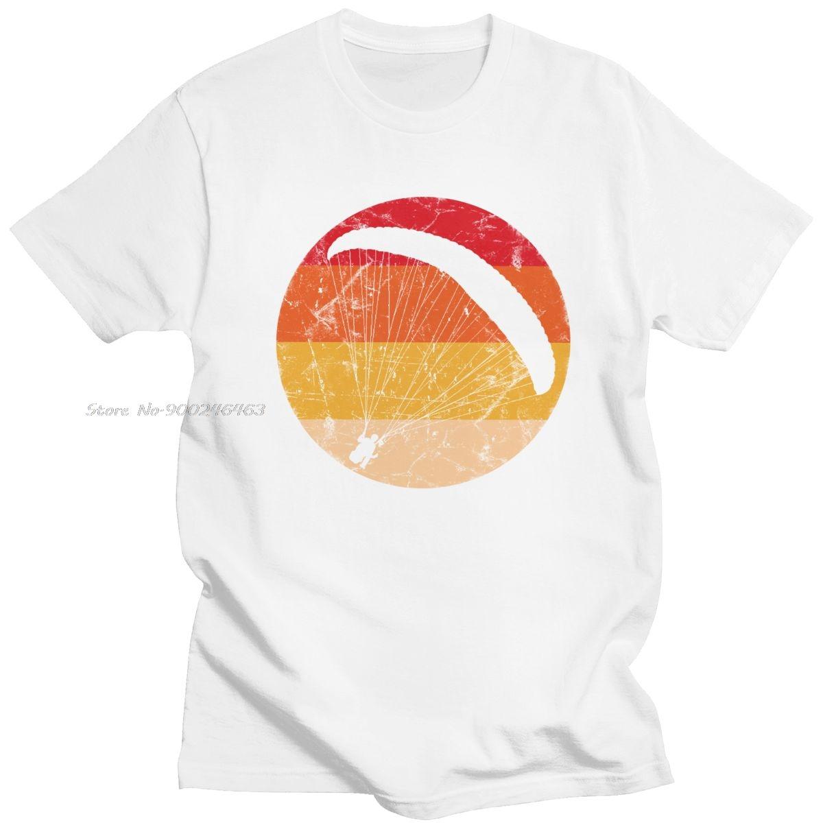 

Fashion Retro Paragliding Tshirt for Men Short Sleeve Leisure Paraglider Paramotor Parachute T Shirts Pure Cotton Tee Gift M