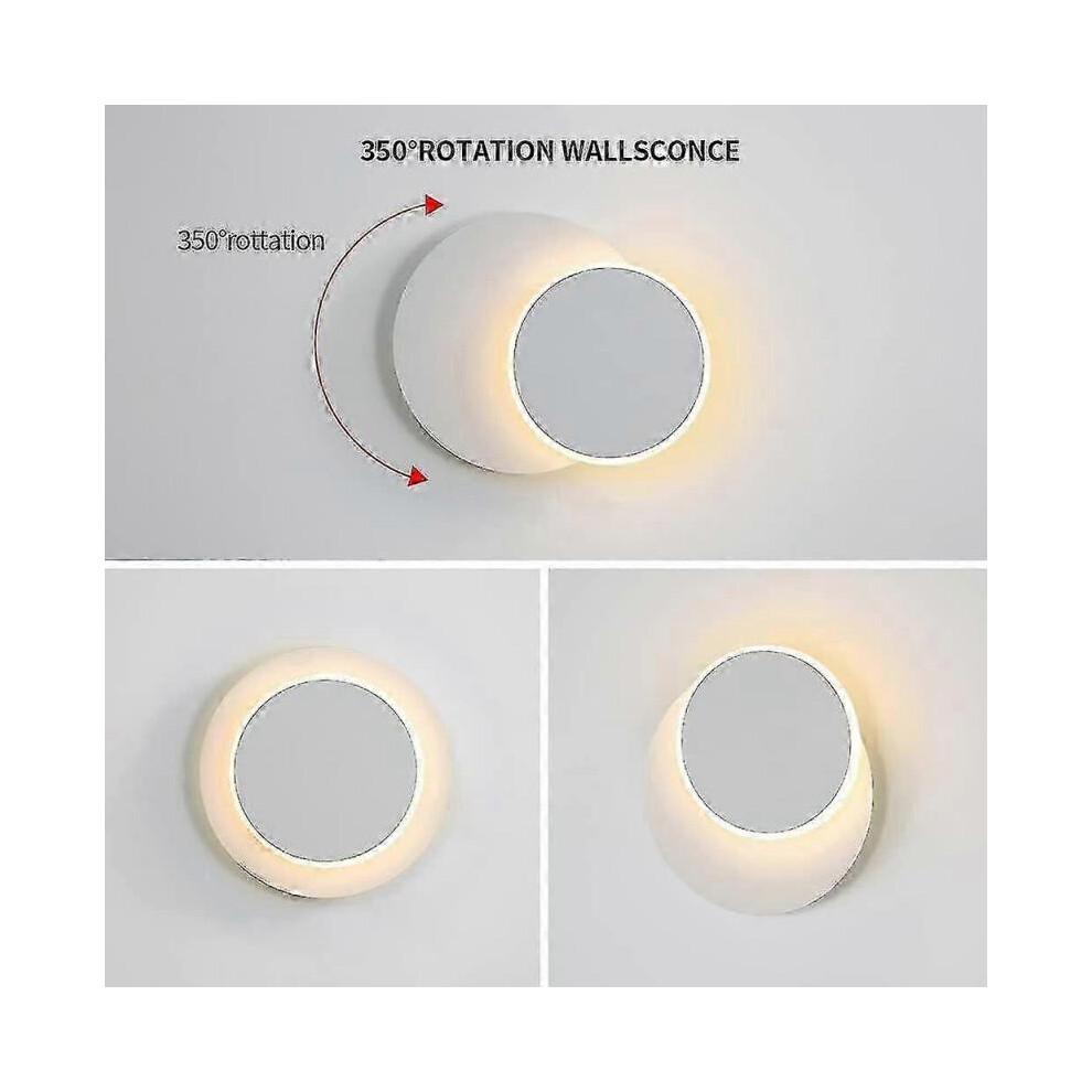 Wandleuchte für Innenbereich 8W Weiß, Moderne LED-Wandleuchte, Kreativ 2 in 1, 360° drehbar, Warmweiß 3000K, L
