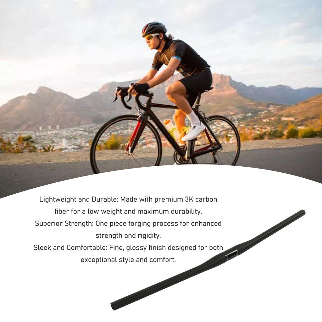 3K Řídítka na kolo Matná černá Karbonová vlákna Rovná Plochá Řídítka Odolná Pevná Lehká Cyklistické Příslušenství pro Silniční Kola Horská Kola