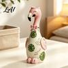 Pink Desk Ornament for Girls Cute Resin Flamingo Decorative Vase Flower Holder Figurine Statues Living Room Tabletop Dried Artificial Flowers,