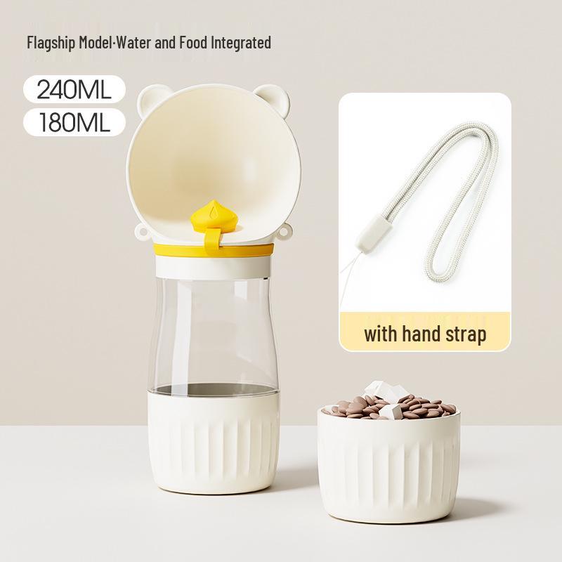 Portable Cute Bear Head Pet Water and Food Dispenser for Outdoor Travel