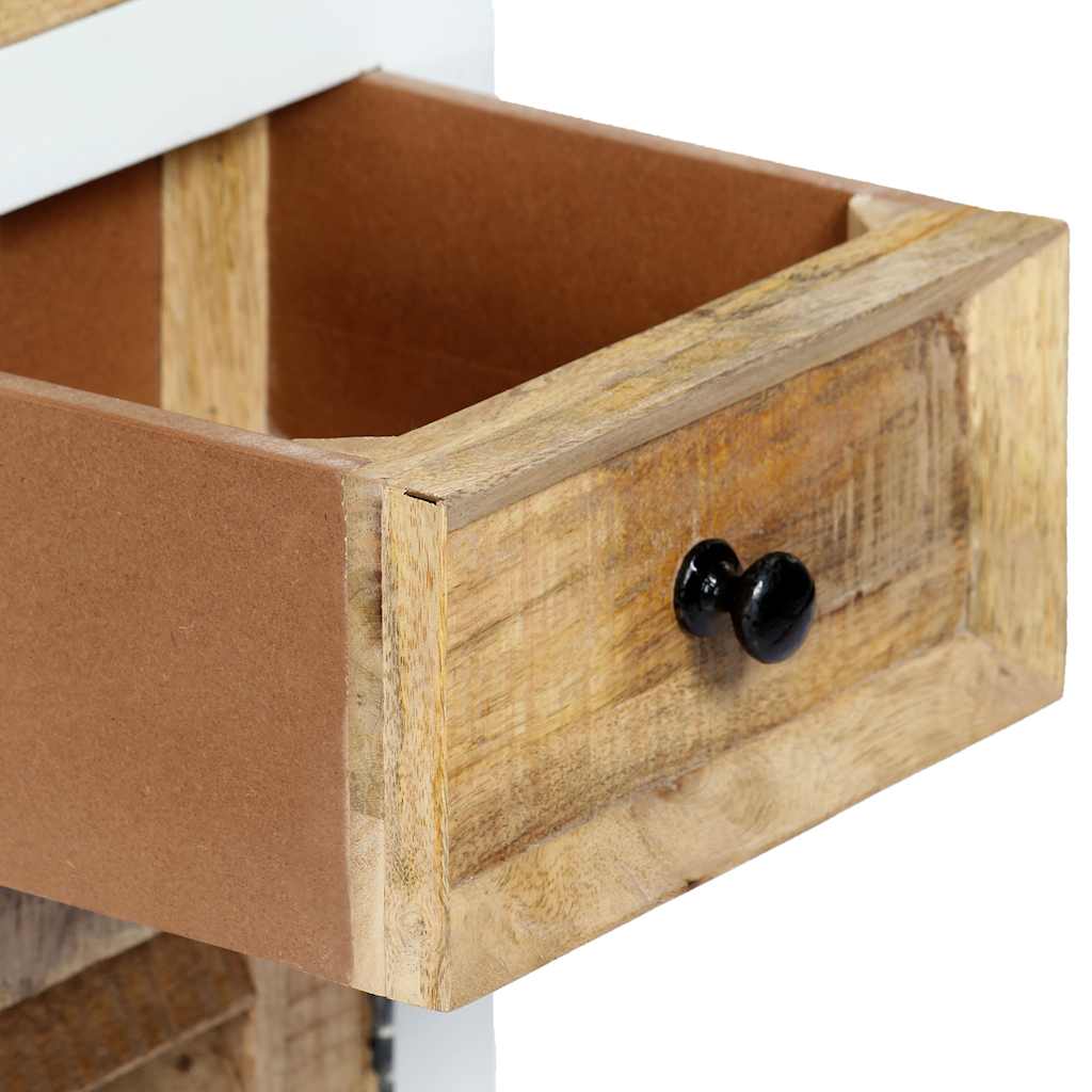 Highboard White and Brown 40x30x128 Cm Solid Mango Wood
