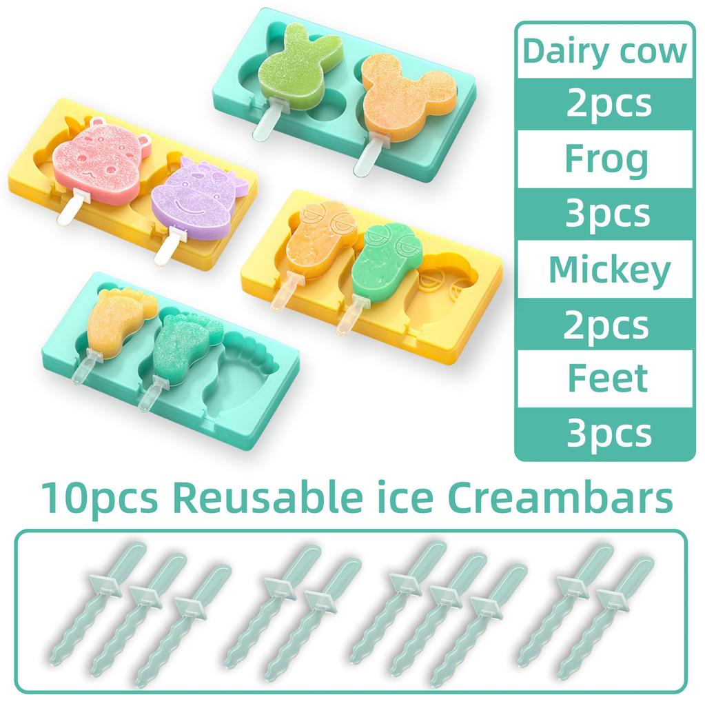 Food Grade Silicone Ice Cream Mould Heart-Shaped Snowman Christmas Tree Popsicles Mold Reusable Kids Homemade Frozen Popsicle