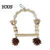 Wooden Blocks Bird Chew Toy Parrot Swing Perch, Toy, Beaded Arch Play Gym with Bells or Pine Cones, Cage Accessories for Parakeet Cockatiel