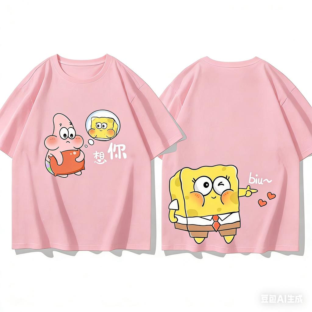 Retro Spongebob Printed Childrens Family Tshirt Unisexs Harajuku Cotton Casual Comfort Tshirt