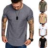 Summer Men's Slim Fit Casual T-Shirt Solid Color Short Sleeved Top Sports Work Base Daily Wear