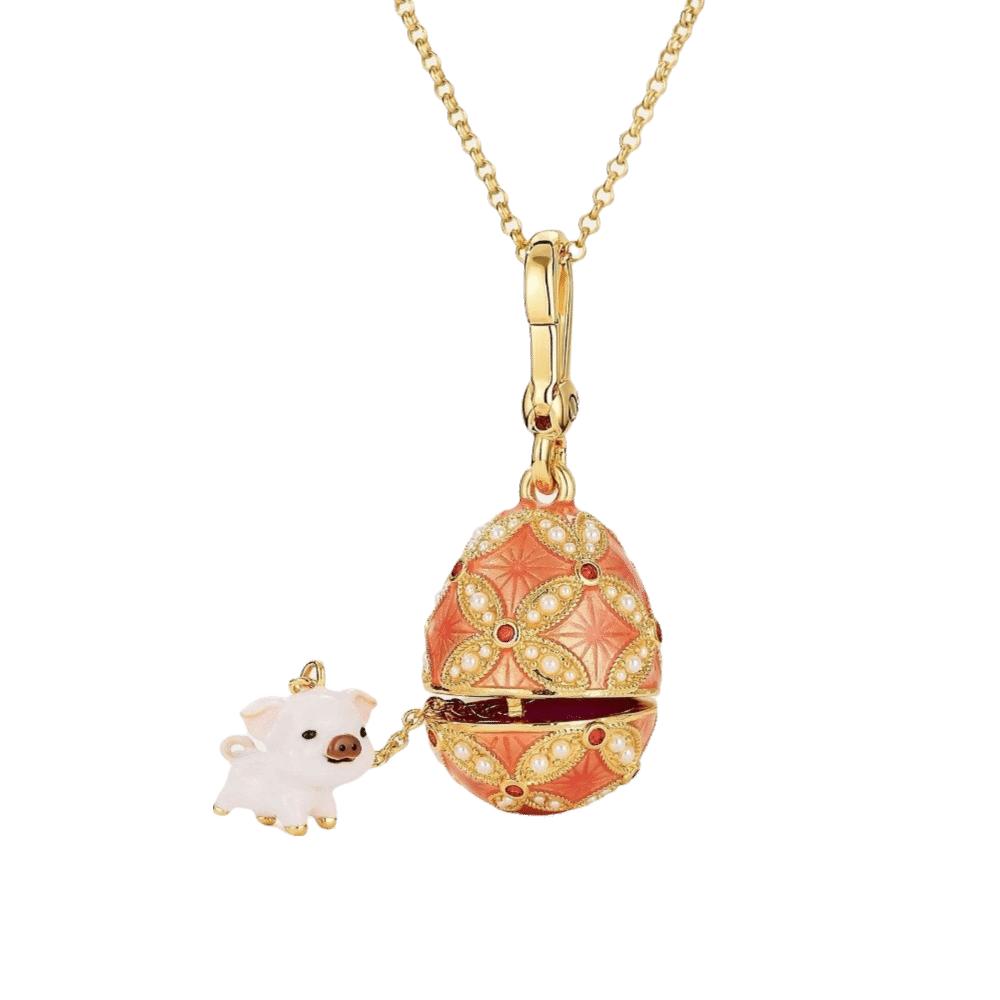 Opened Design Easter Egg Necklace Chinese Style Zodiac Pendant Necklace Jewelry Gift