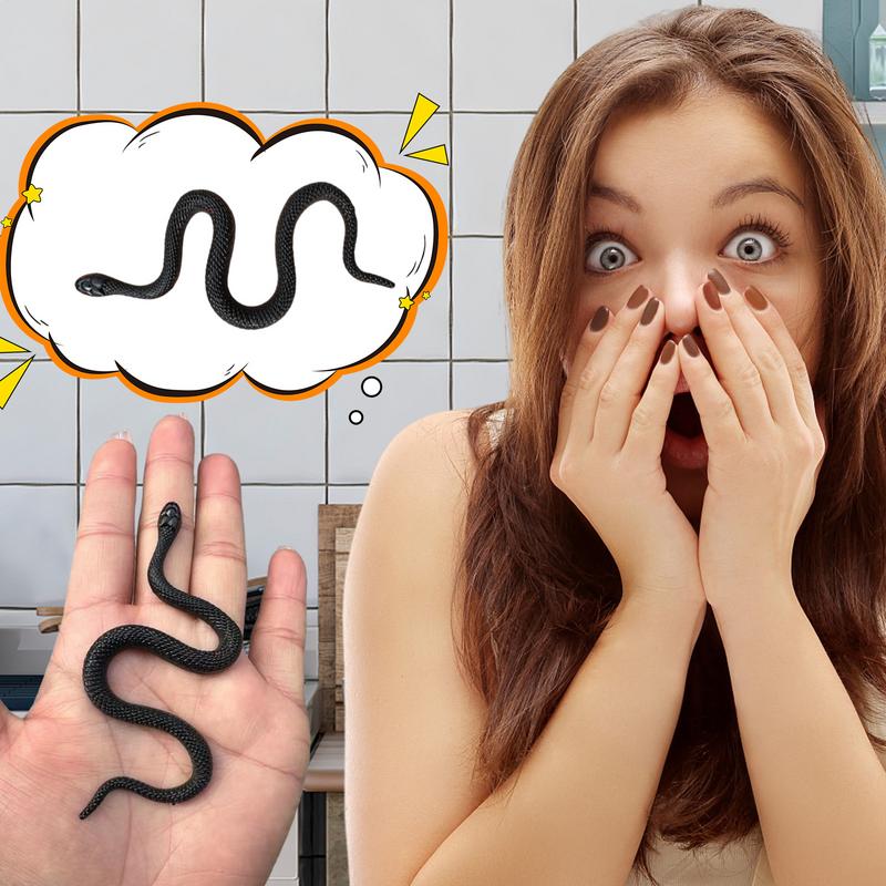 10.5cm Soft TPR Toy Snake Black Simulation Snake Realistic Scary Snake Adult Kids Prank Toys Novelty Cute Toy Snake Tricky Toys