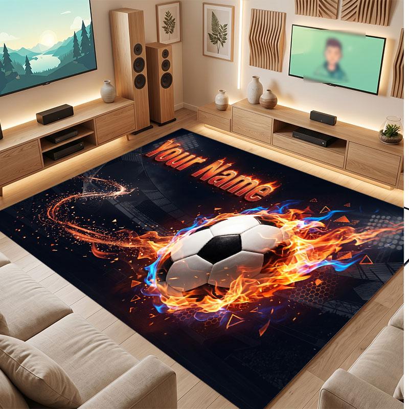 Decorative Artwork Theme Crystal Velvet Floor Rug Personalized Custom Name Text Warm Carpet Home Decoration