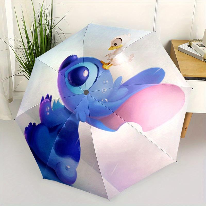 

Stitch Duck Themed Automatic opening and closing folding umbrella, 8-rib windproof, compact travel design, suitable for all occasion | Fashi