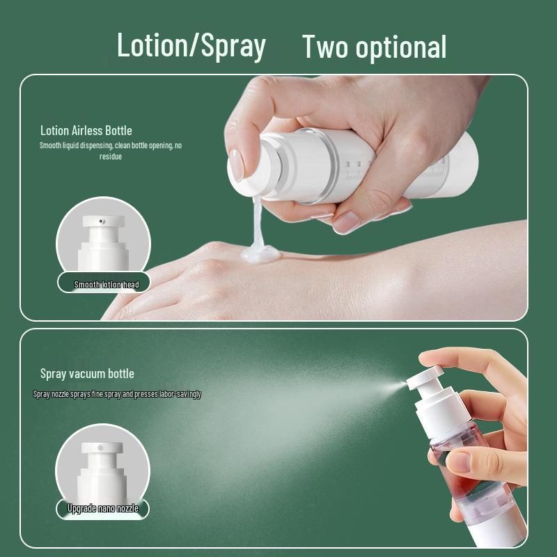 Portable Cosmetic Refill Bottles: 15ml, 30ml, 50ml Vacuum Press with Scale for Lotion and Spray