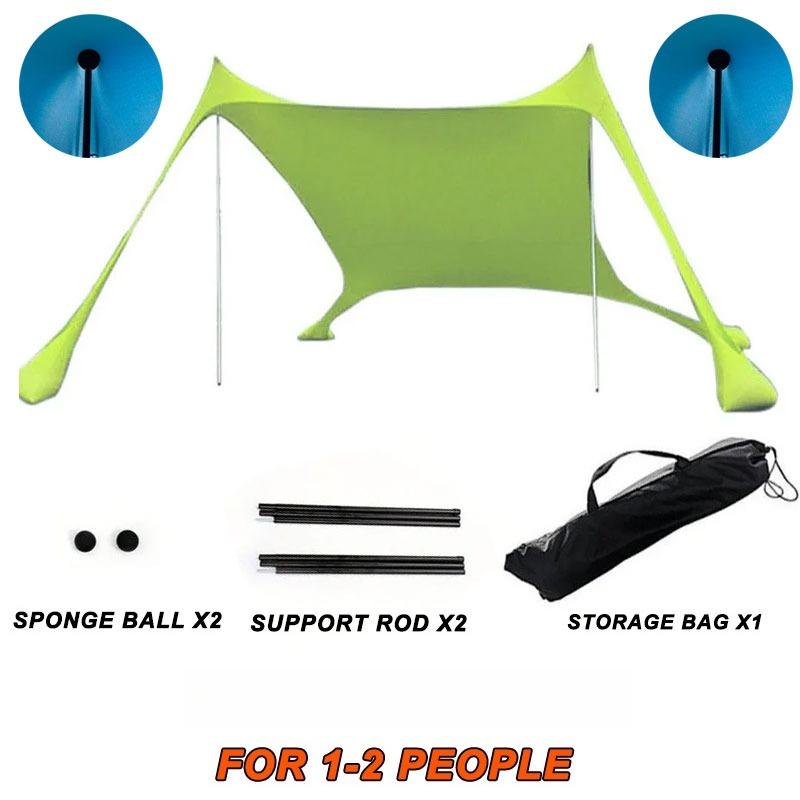 Beach Canopy Tent Sun Shade Portable UV Protection Windproof Sun Shelter with Sandbags Poles Carry Bag for Beach Camping Fishing