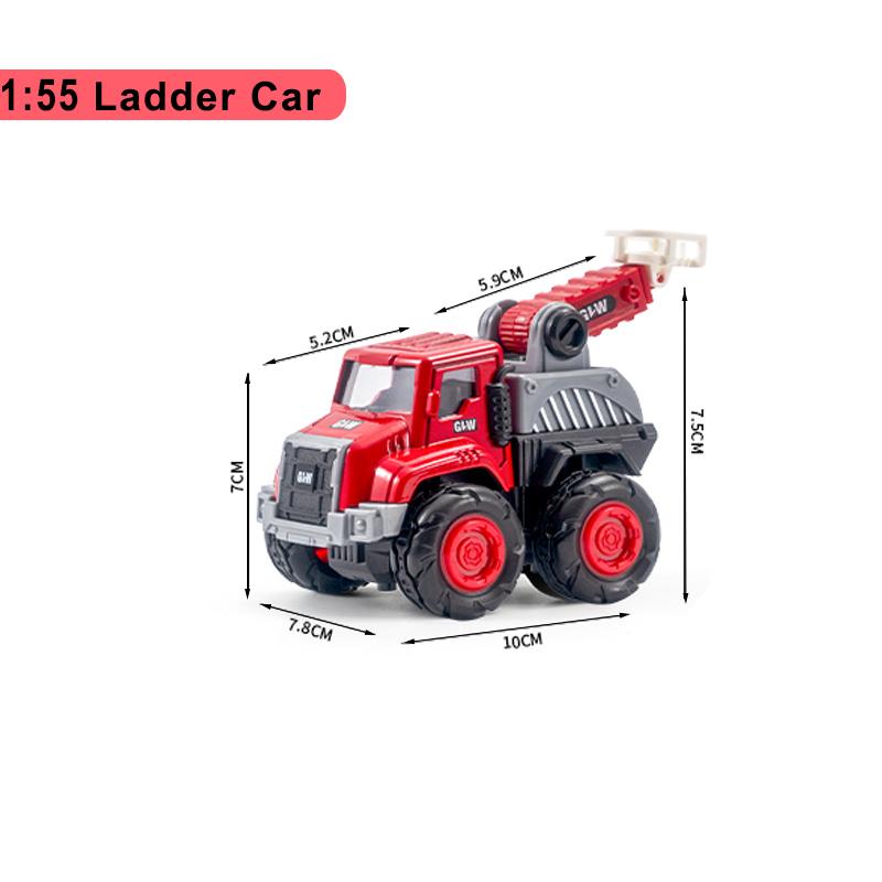 1:55 Modello di Camion dei Pompieri Diecast Simulazione Pull Back Scala Veicolo di Soccorso Antincendio Giocattoli Inerziali Camion dei Pompieri per Bambini