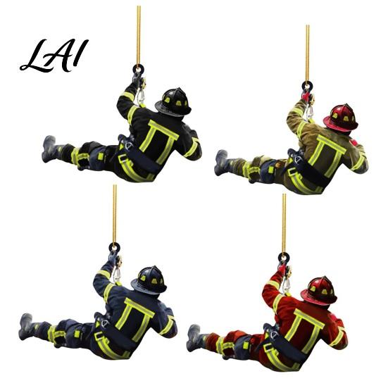 Firefighter Armor Car Rear View Mirror Pendant Fireman Uniform Accessories Christmas Acrylic