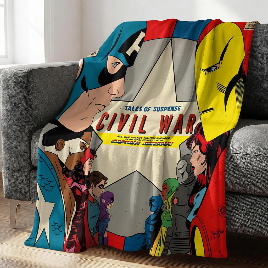 Marvel Iron Man Captain America Thor Flannel Throw Blanket Gift For Marvel Fans Boys Summer Nap Throw Sofa Bed Travel Blanket