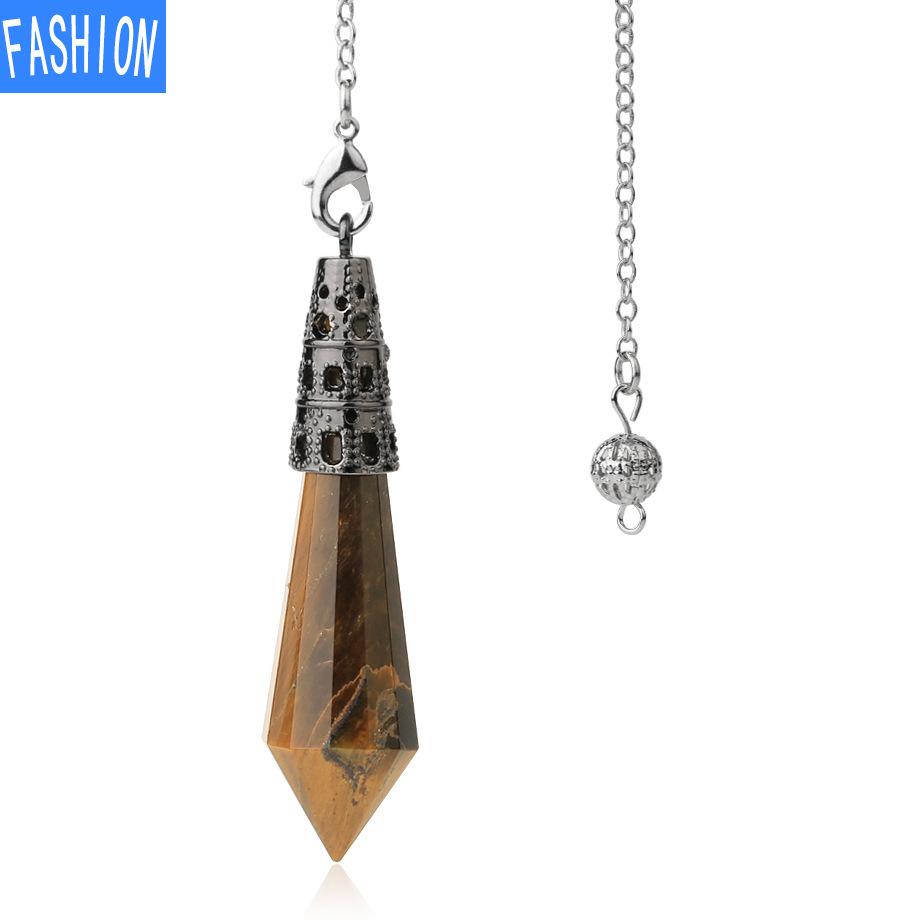 Vícebarevný přírodní krystalový kámen Lingdang přívěsek kužel pozlacený bronzem