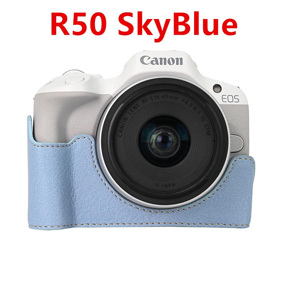 Camera Half Case for Canon EOS R50V R50 R10 200D 200DII PowerShot V1 SX70HS Bottom Battery Opening Cover PU Leather