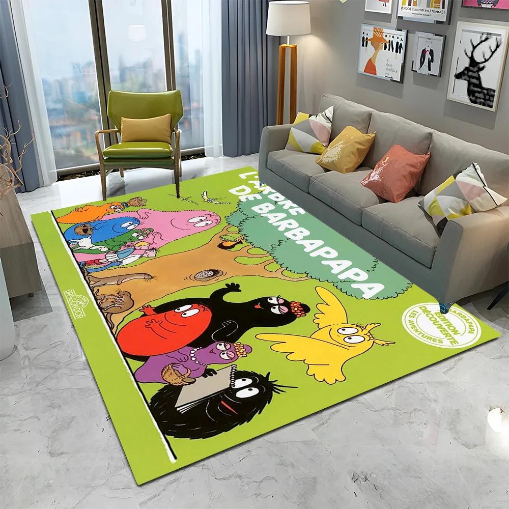 Tappeto Cartoon Anime Famiglia Barbapapa per Casa Soggiorno Camera da Letto Divano Zerbino Decorazione, Tappeto per Area Bambini Tappetino Antiscivolo