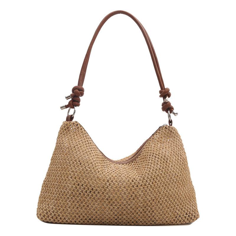 Handwoven Tote Bag Fashion Retro Straw Weaving Large Capacity For Daily Use