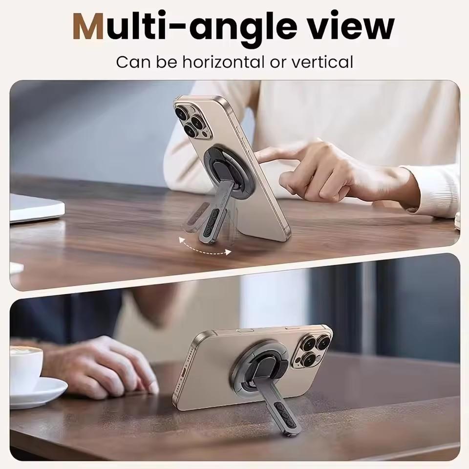 Double Sided Magnetic Finger Ring Holder Rotate Phone Stand Multi Function Phone Stand For iPhone 17 16 Portable Lazy Man Stand
