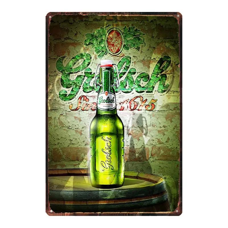 YZFQGrolsch Bière Lager Panneaux Décoratifs Hollandais Plaques Métalliques Pour Mur Bar Maison Art Décoration Restaurant 30X20CM DU-9120B