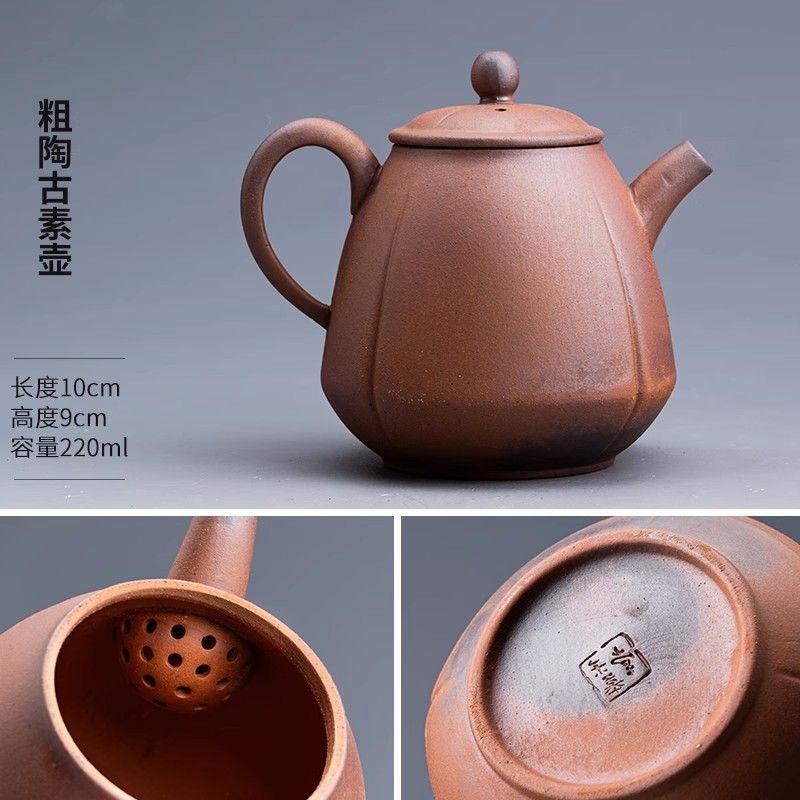 Japanese-Style Handmade Teapot - Retro Coarse Pottery Stoneware, Portable Ceramic Teaset for Kungfu Tea