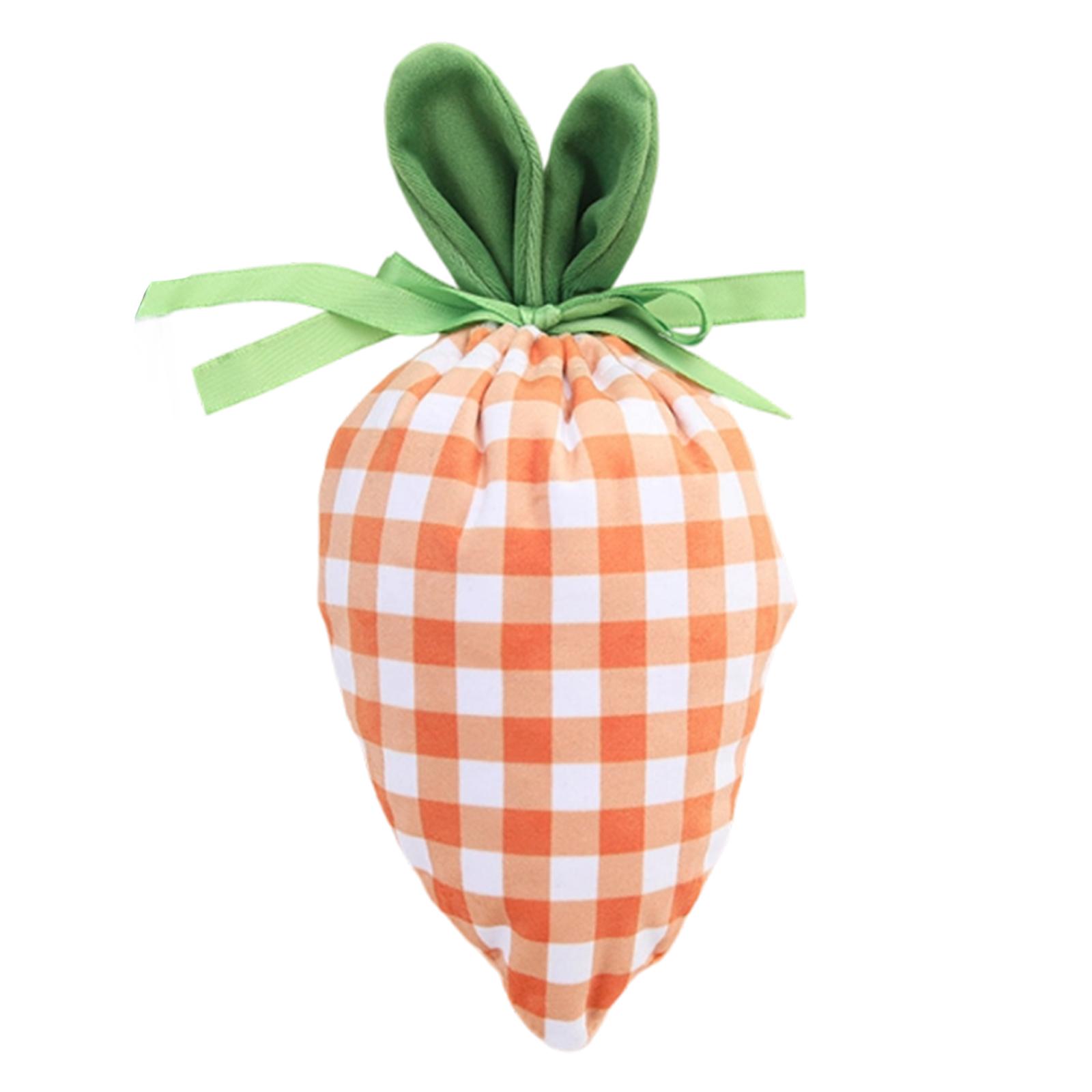 Fabric Drawstring Pouch with Gingham Pattern and Leaf Shaped Top Decorative Storage Bag for Home and Gifts One Size оранжевый