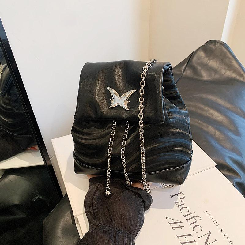 Mini small backpack women's backpack 2025 new fashion silver schoolbag girls college students niche chain bag