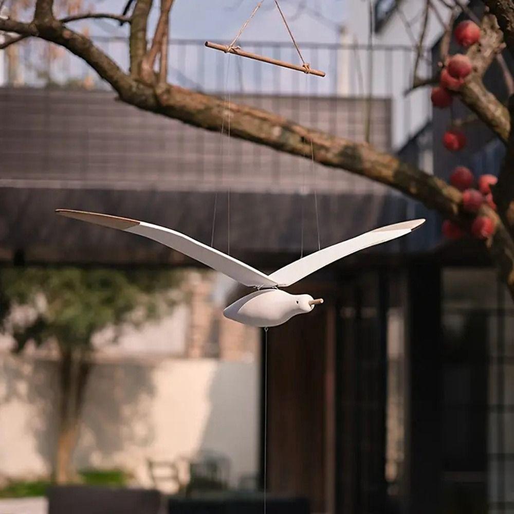 Elegant Flying Flapping Seagull Crafts Wooden Flying Seagulls Pendant Homestay